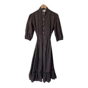 Vintage 70s Byer Too Floral Gunne Prairie Dress Sax 11